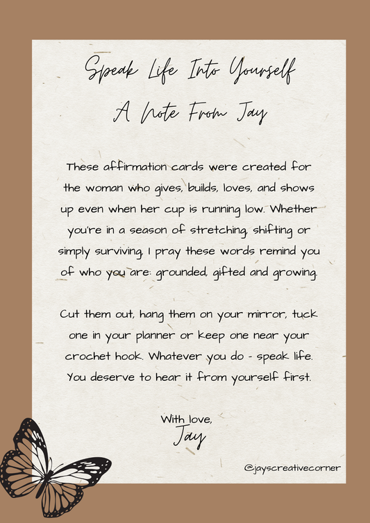 Speak Life Into Yourself - Affirmation Card Set